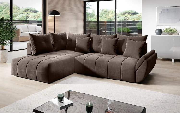 Modern Ecksofa mit Schlaffunktion Genoa - Braun