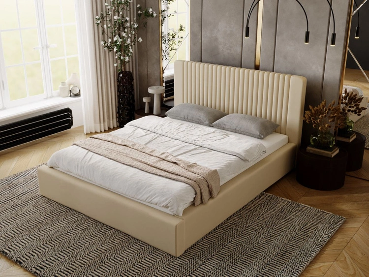 Polsterbett mit Bettkasten und Lattenrost 120x200 Malmo Beige