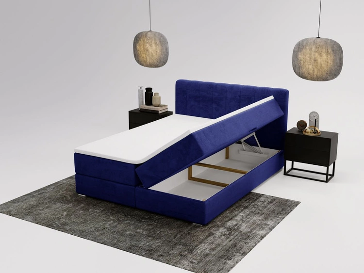 Boxspringbett mit Bettkasten 180x200 Forte Dunkelblau
