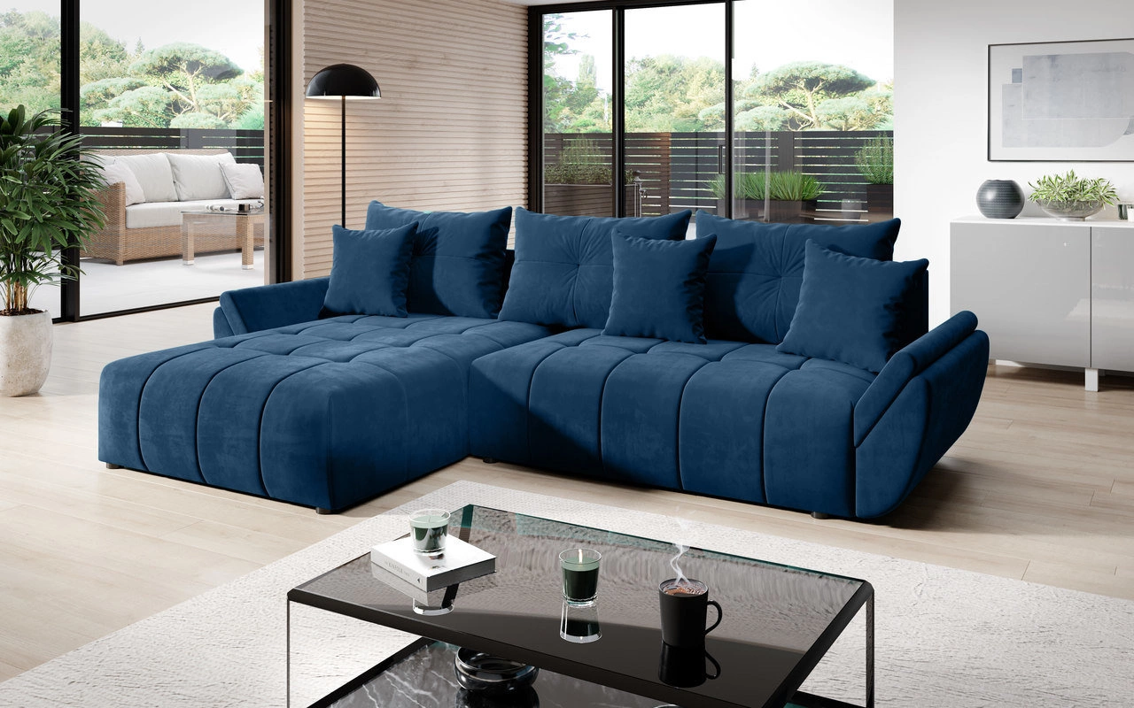 Eckcouch Schlafsofa L Decor - Dunkelblau