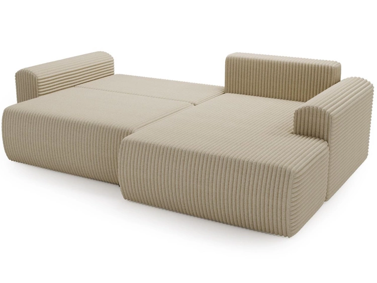 Ecksofa mit Schlaffunktion und Bettkasten Belvio rechts Beige