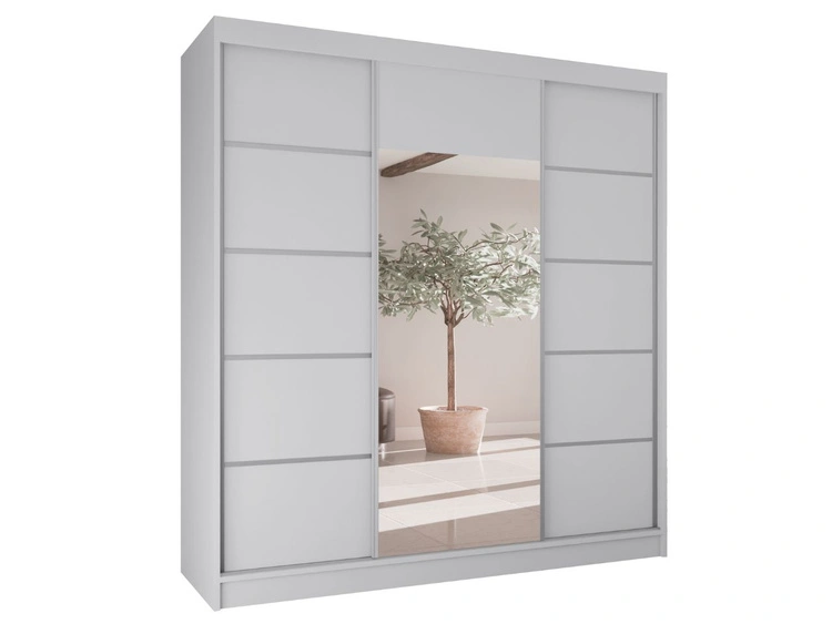 Schiebetürenschrank mit Spiegel 200 cm Maia Weiß