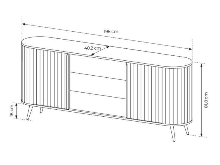 Schiebetüren-Kommode 200 cm Passione Eiche Cremona