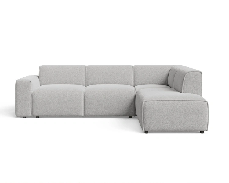 Ecksofa L-Form Rechts Eluno Bouclé-Stoff Grau