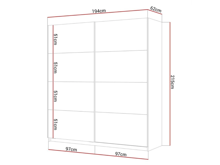 Schwebetürenschrank Zweitüriger mit Spiegel 194 cm Nuveo Schwarz Hochglanz