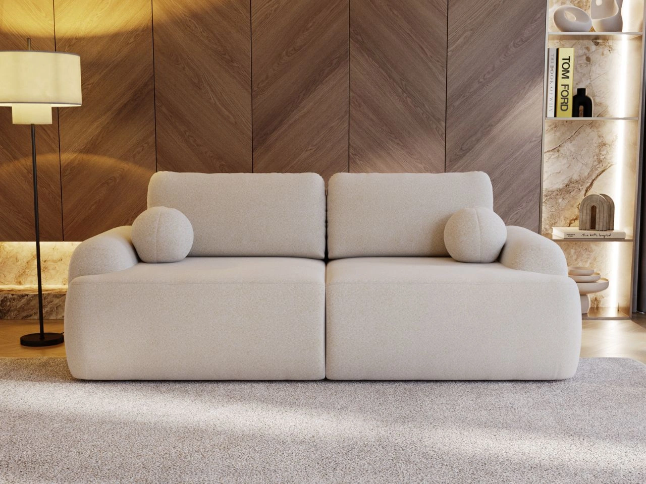 Sofa mit Schlaffunktion und Bettkasten Aurio Weiß