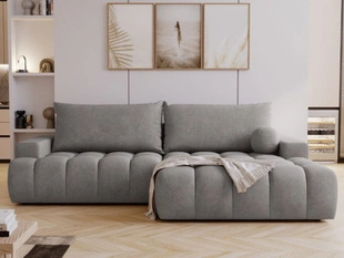 Ecksofa L-Form mit Schlaffunktion und Bettkasten Havi Rechts Grau