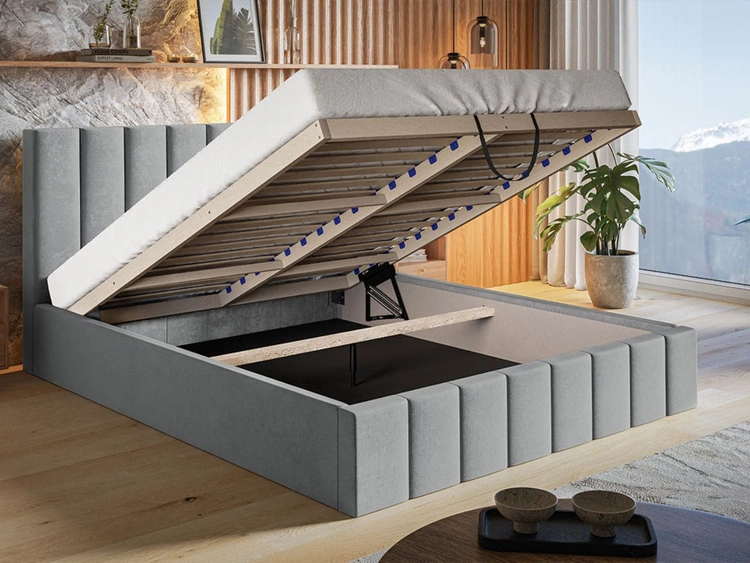 Polsterbett mit Bettkasten und Lattenrost 120x200 Siena Beige