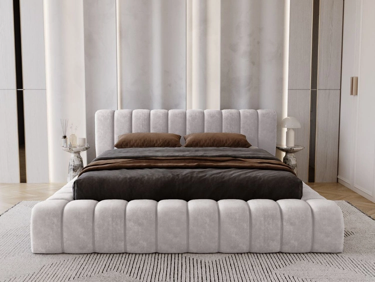 Polsterbett mit Bettkasten und Lattenrost 140x200 Italia Hellgrau