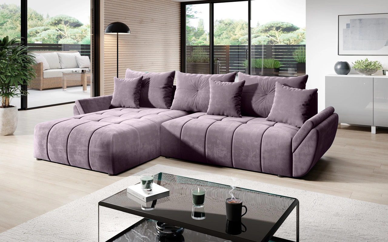 Eckcouch Schlafsofa L Decor - Hellviolett