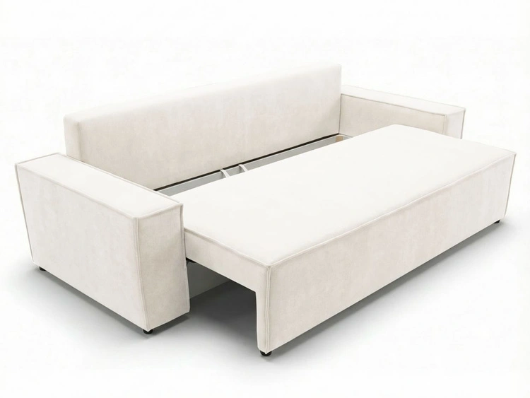 Schlafsofa mit Bettfunktion und Bettkasten Sivra Creme