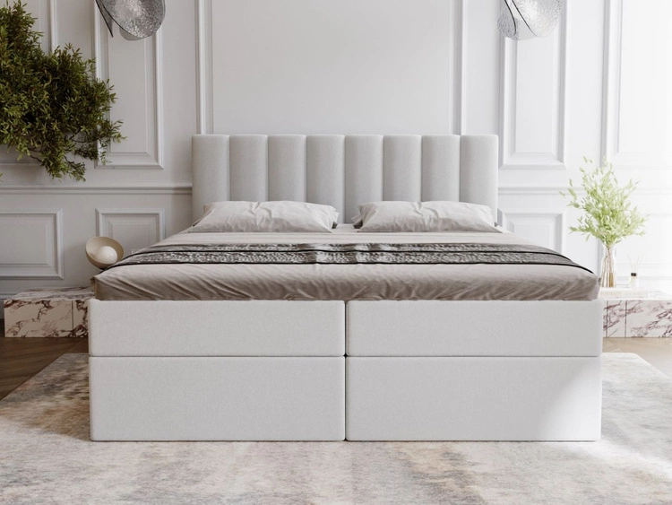 Boxspringbett mit Bettkasten 140x200 Mocca Grau