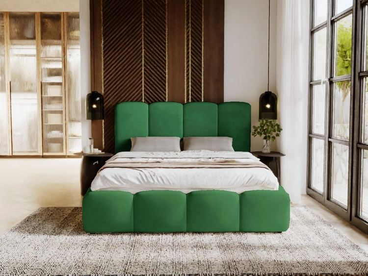 Polsterbett mit Bettkasten und Lattenrost 160x200 Galli Grün
