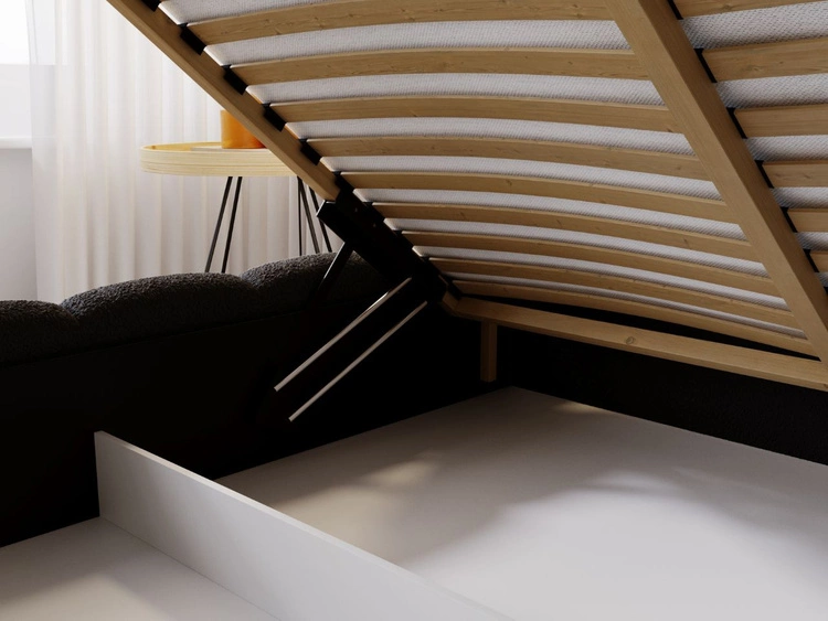 Polsterbett mit Bettkasten und Lattenrost 160x200 Cloud Bouclé-Stoff Schwarz