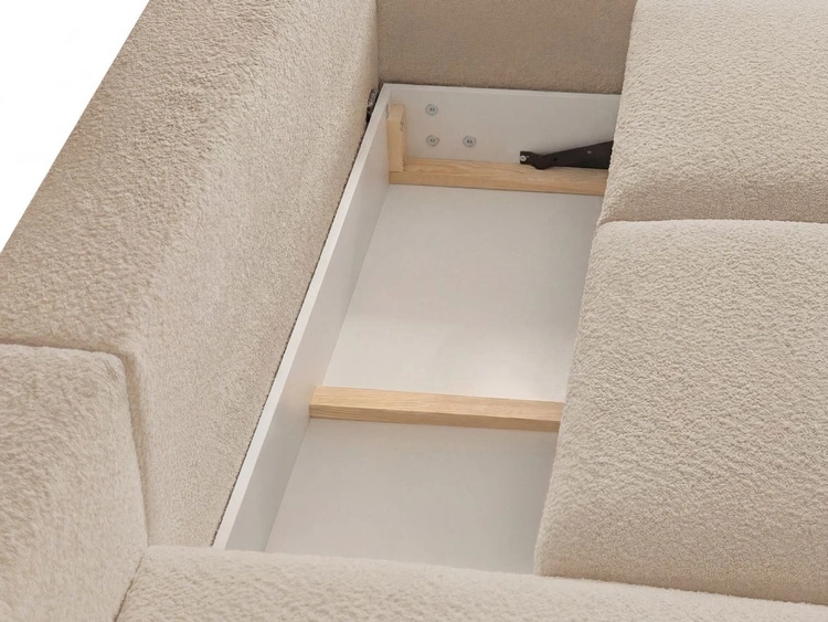 Ecksofa L-Form mit Schlaffunktion und Bettkasten Avelin Rechts Beige