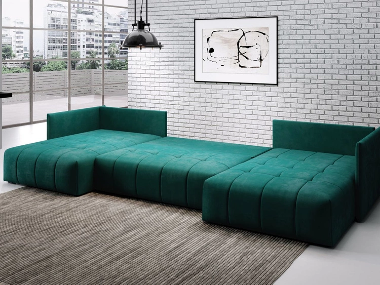 Wohnlandschaft mit Schlaffunktion und Bettkasten Ardi U Violett