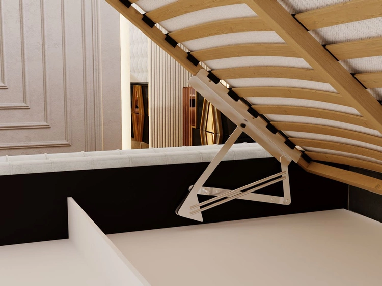 Polsterbett mit Bettkasten und Lattenrost 180x200 Barbados Creme