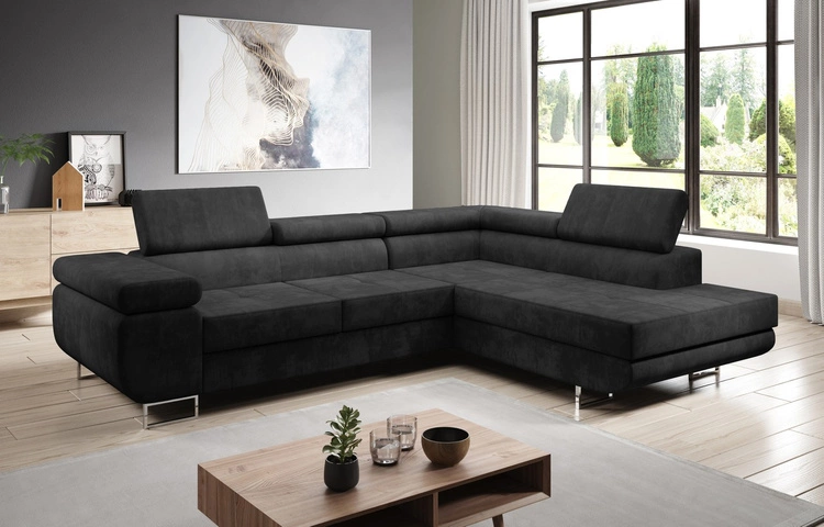 Ecksofa L-Form rechts Solam L - Schwarz