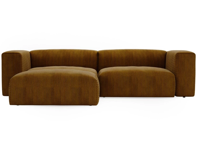 Ecksofa L-Form Links Moderne Cord Ecksofa Landi Honigfarben