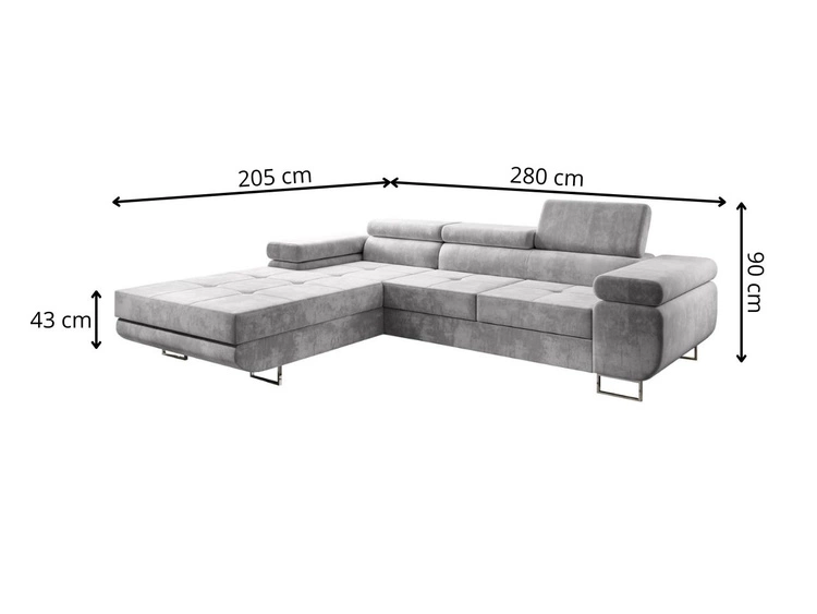 Ecksofa L-Form Links mit Schlaffunktion und Bettkasten Solam Grün