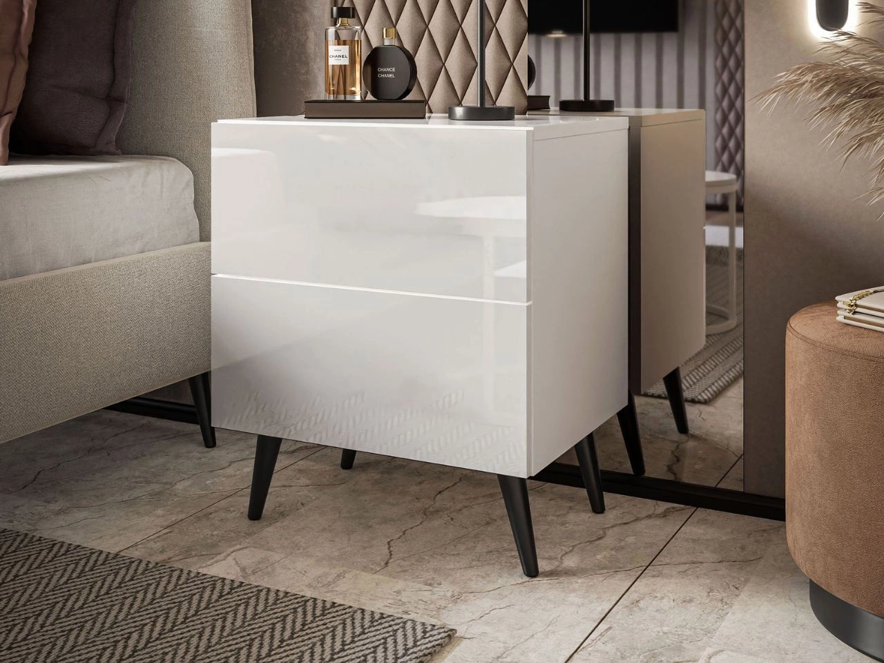 Nachttisch mit Schubladen auf Schwarzen Metallbeinen Noaé Lux