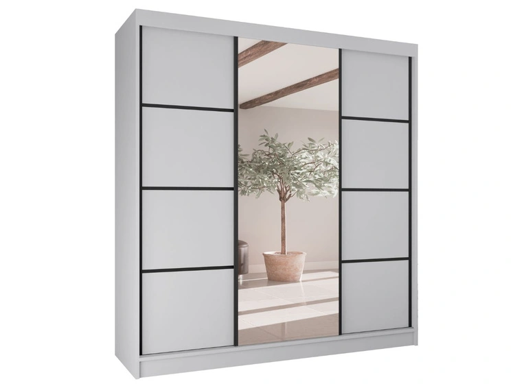 Schiebetürenschrank mit Spiegel 200 cm Vello Weiß
