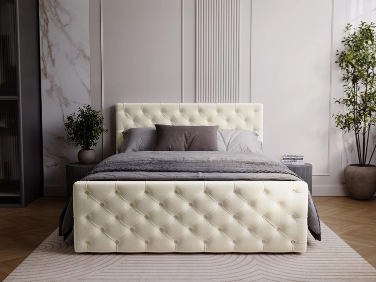 Boxspringbett mit Bettkasten 160x200 Montego Creme