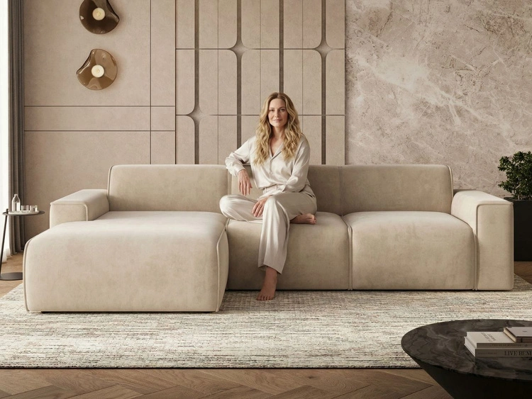 Ecksofa L-Form Links Lavia Beige