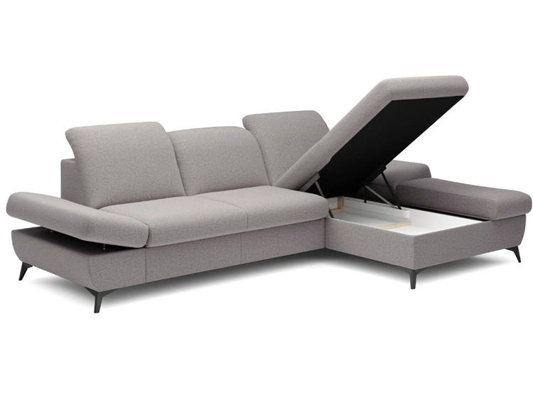 Ecksofa L-Form Rechts mit Schlaffunktion und Bettkasten Hannover Grau