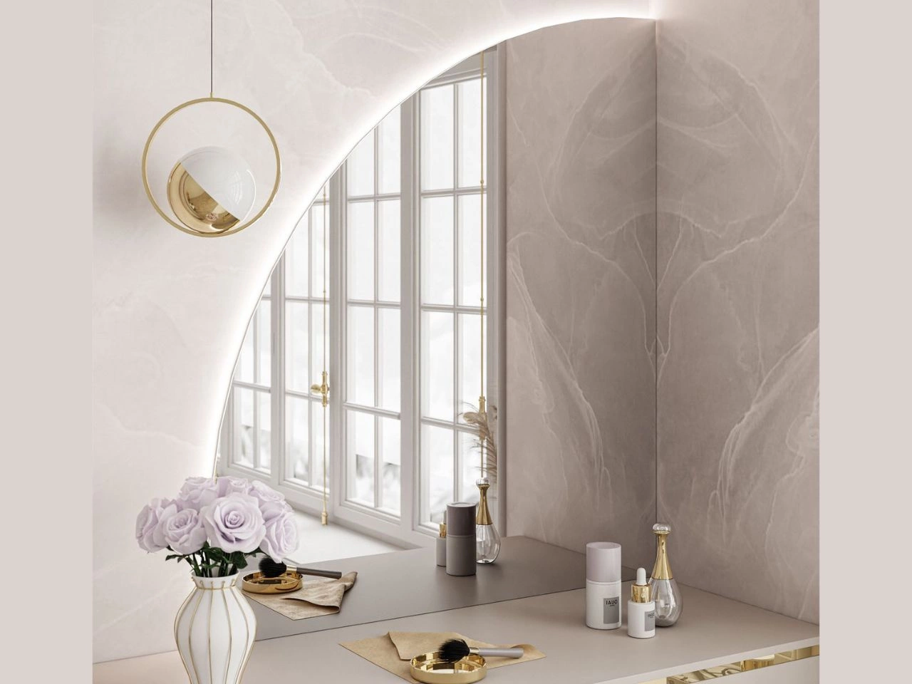 Hängespiegel linksseitig mit LED-Beleuchtung Clarette