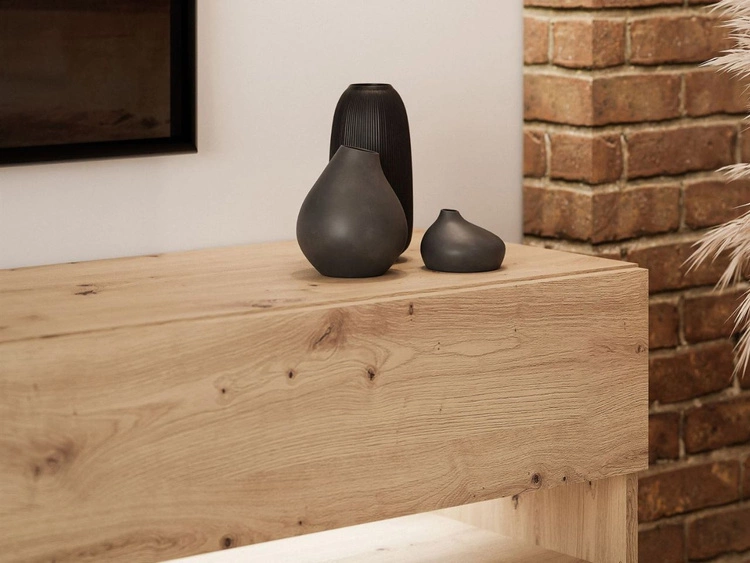 Hänge TV-Schrank 90 cm für Wohnzimmer mit LED-Beleuchtung Aurelie Artisan Eiche