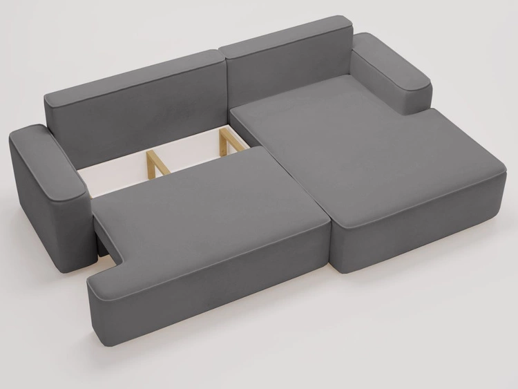 Ecksofa L-Form Rechts mit Schlaffunktion und Bettkasten California Grau