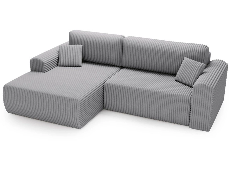 Ecksofa mit Schlaffunktion und Bettkasten Belvio links Hellgrau