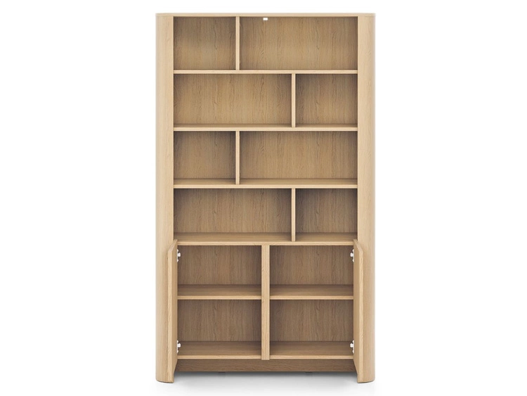 Bücherregal mit Türen und einer goldenen Zierleiste Brillo Vicenza-Eiche