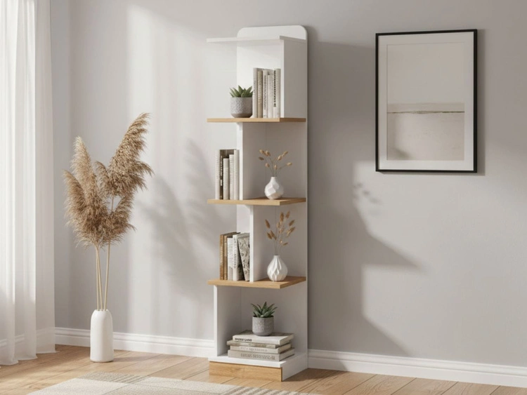 Bücherregal mit Bücherregalen Lindo Weiß, Nash Eiche