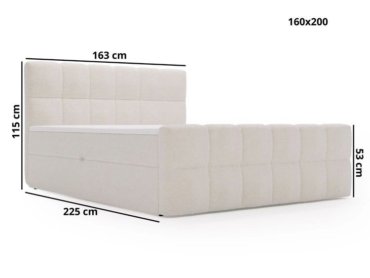 Boxspringbett mit Bettkasten 160x200 Bouclé-Stoff Alicante Braun