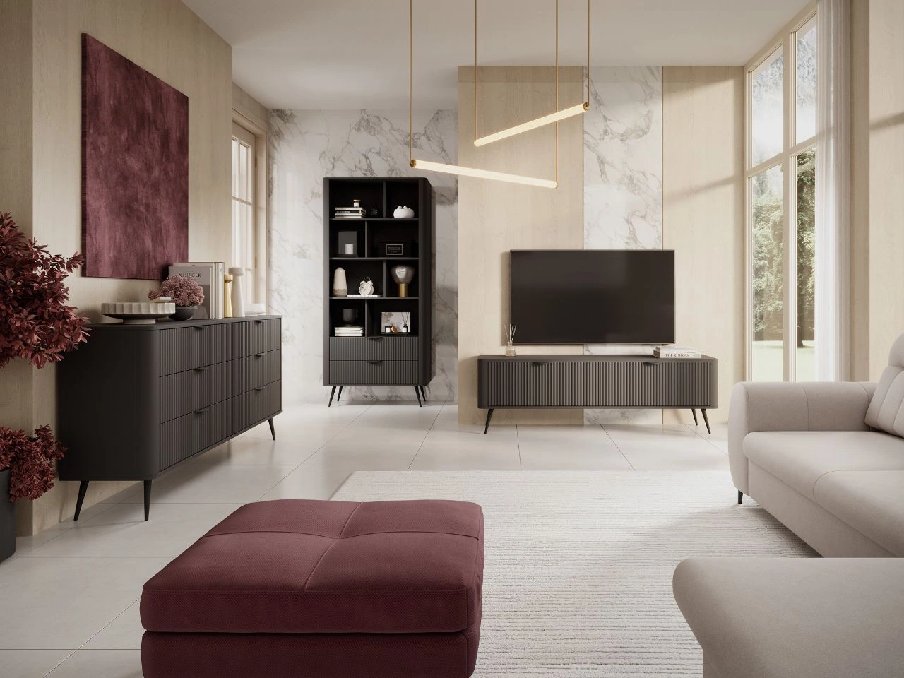 Wohnzimmer-Set Latina Schwarz