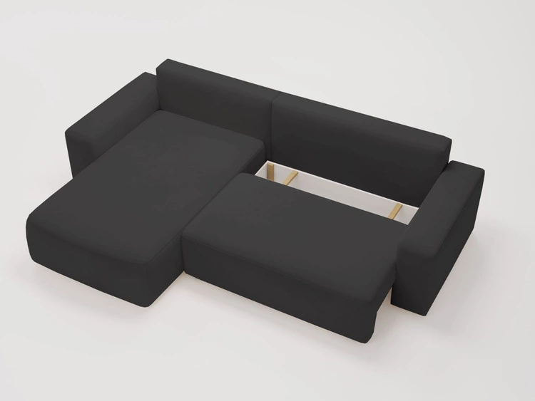 Ecksofa L-Form Links mit Schlaffunktion und Bettkasten Tazones Schwarz