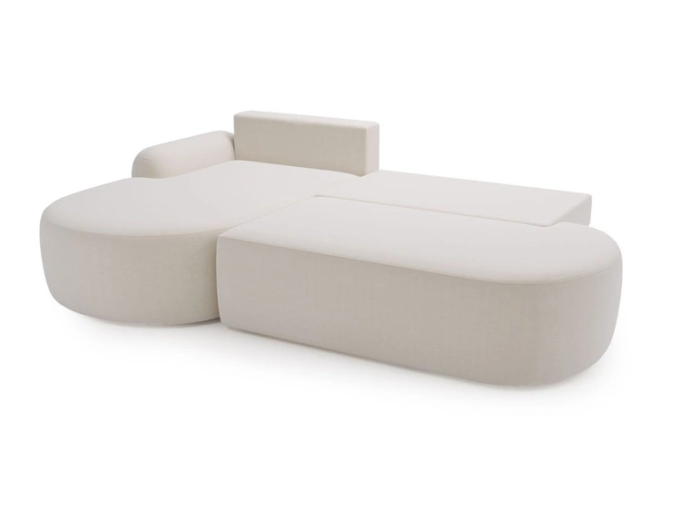Ecksofa L-Form Links mit Schlaffunktion und Bettkasten Aurio O Weiß