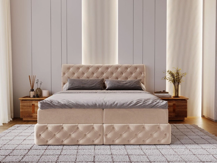 Boxspringbett mit Bettkasten 120x200 Canolo Beige