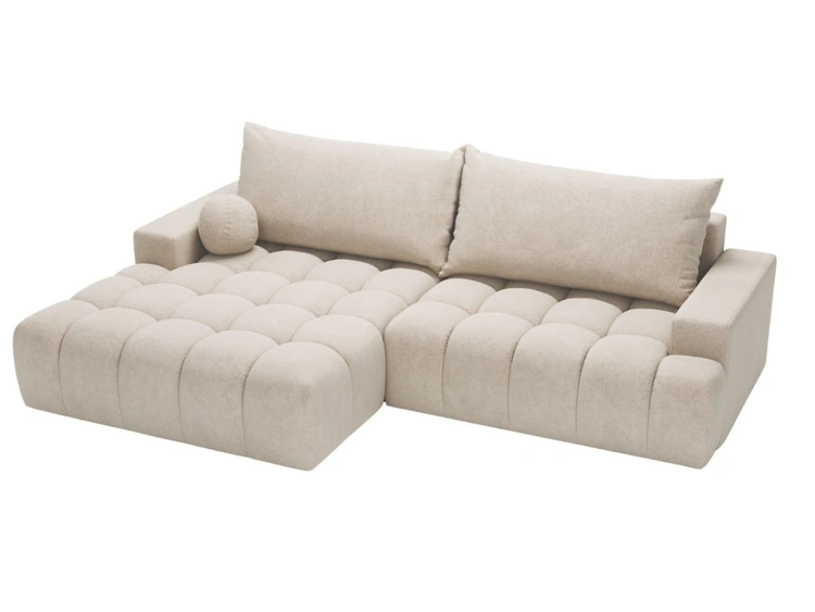 Ecksofa L-Form mit Schlaffunktion und Bettkasten Havi Links Hellbeige
