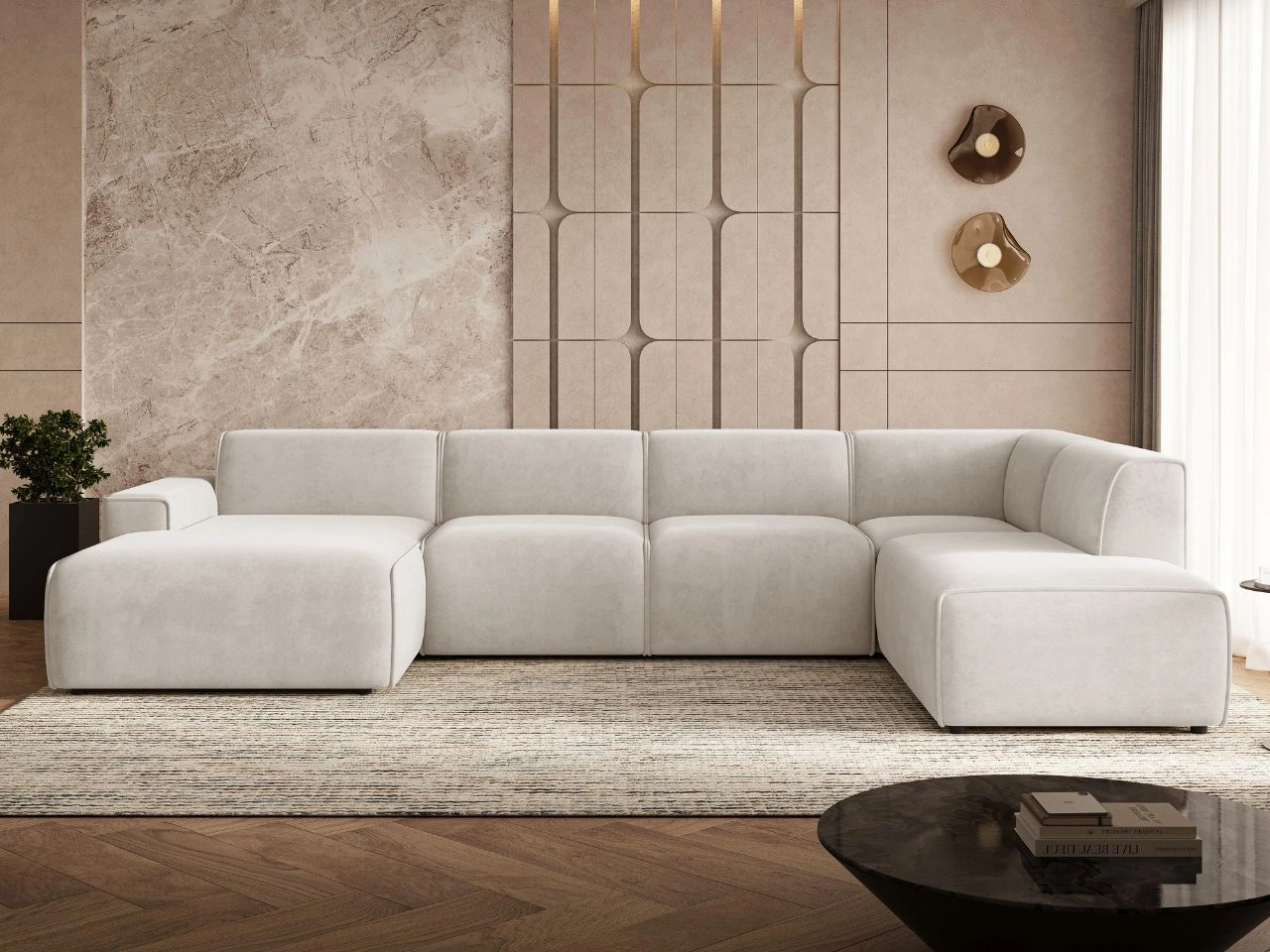 Wohnlandschaft Rechts Belluno Hellbeige