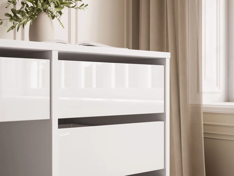 Schreibtisch mit fünf Schubladen Melo Weiß Hochglanz