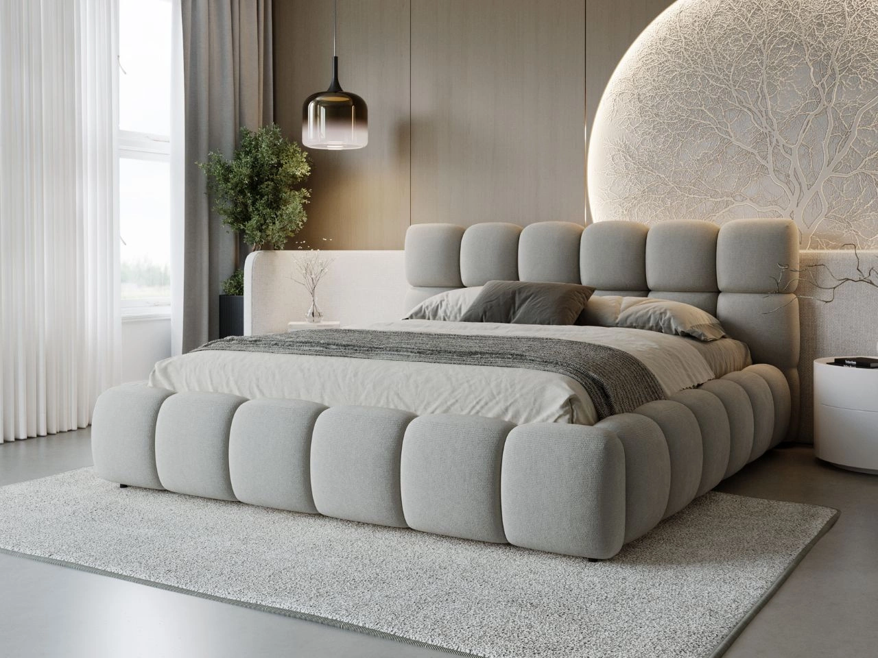 Polsterbett mit Bettkasten und Lattenrost 200x200 Modo Grau