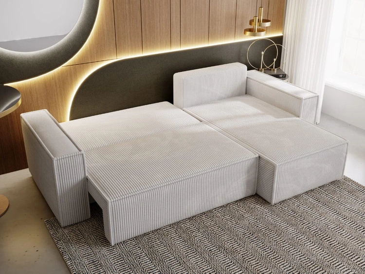 Ecksofa L-Form mit Schlaffunktion und Bettkasten Prato XL Hellgrau