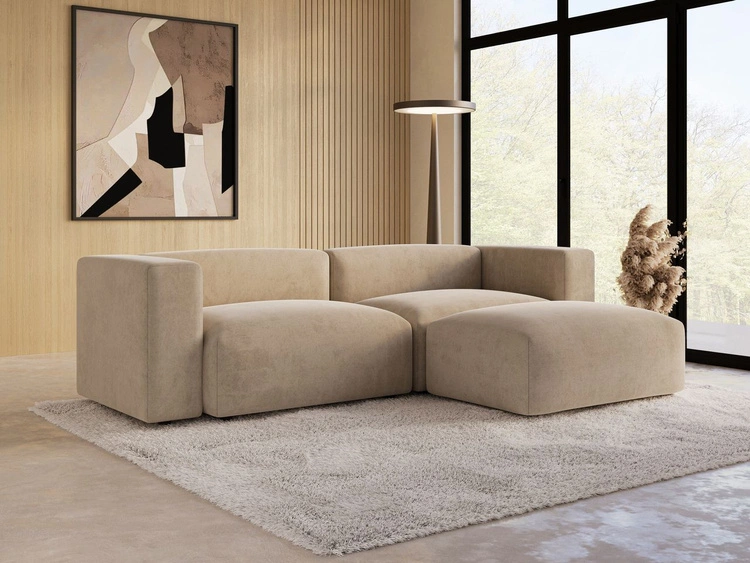 Ecksofa L-Form Rechts Moderne Cord Ecksofa Landi Beige