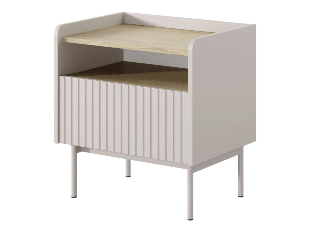 Nachtschrank Abios Beige, Scandi Eiche