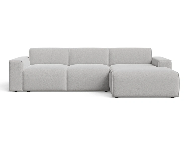 Ecksofa L-Form Rechts Lavia Bouclé-Stoff Grau