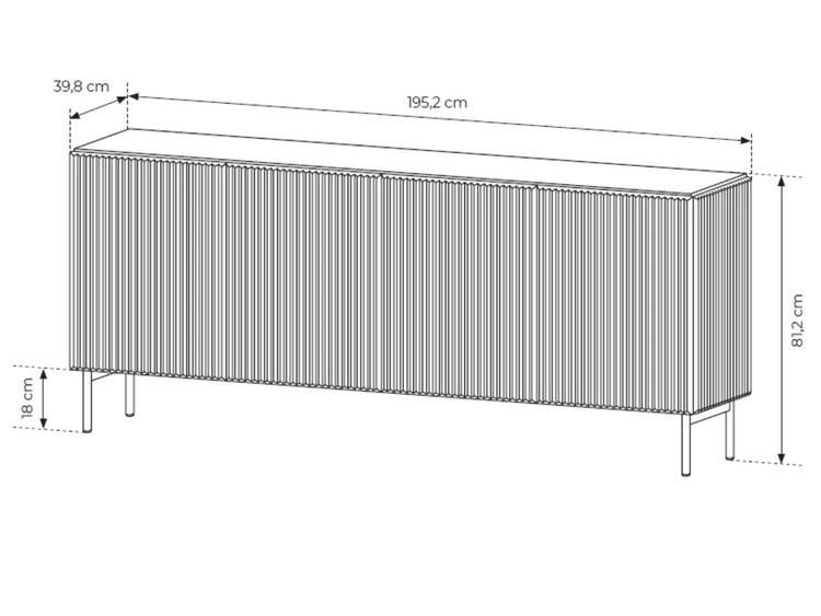 Kommode mit vier Türen Qualita Kaschmir