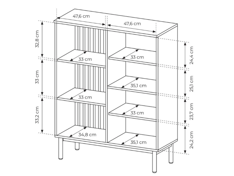 Vitrinenschrank Loara 125 cm Eiche Evoke, Schwarz